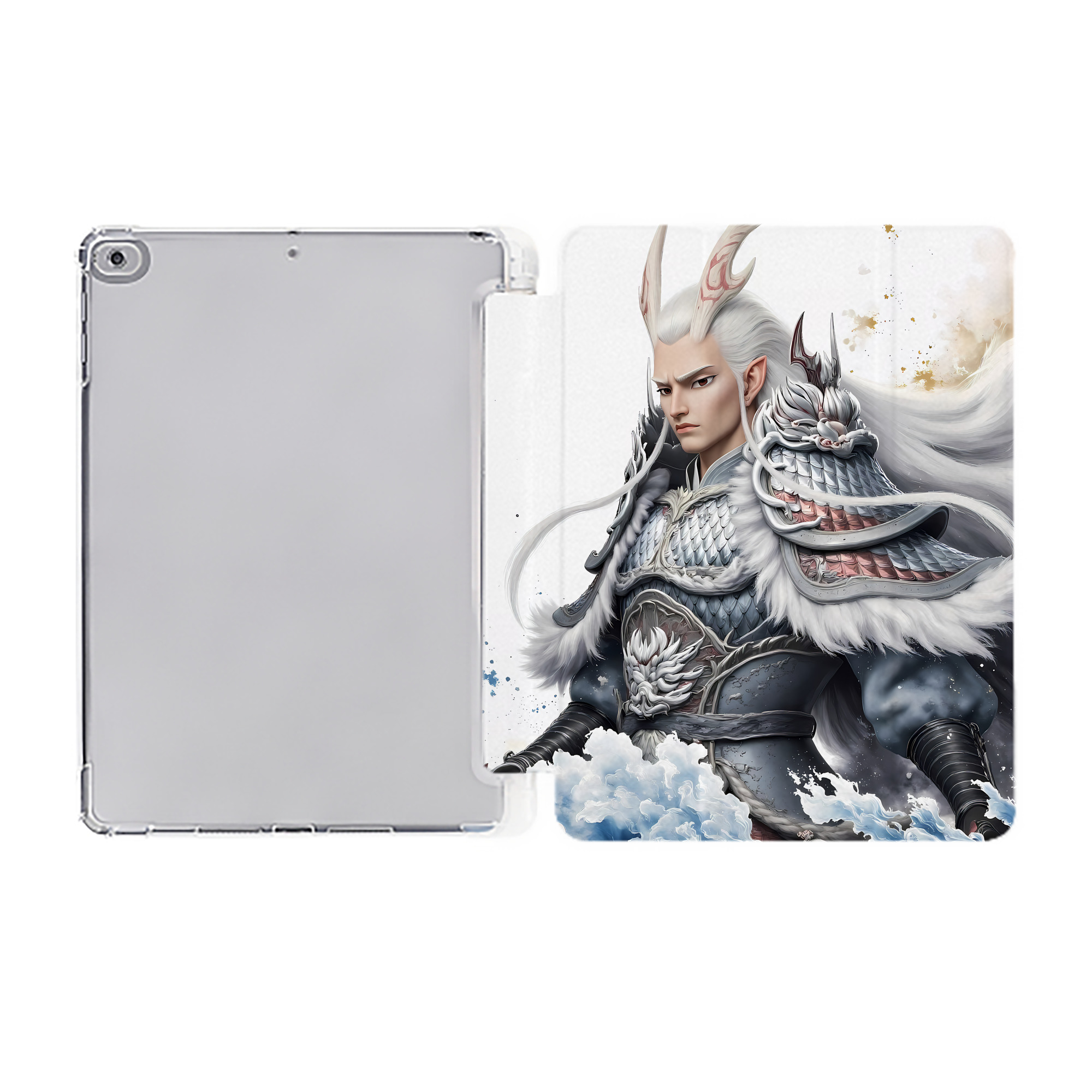（画像用） Ne Zha 2 ナタ 魔童の大暴れ IPad ケース ペン収納付き 三つ折りスタンド PUレザー×シリコン 対応機種9.5/10.5/10.9インチ